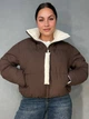 Куртка жіноча Fashions 87265 коротка з підвісом на бігунку демісезонна L коричнева - зображення 1