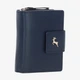 Женский кожаный кошелек Ashwood X30 Navy — Компактный вертикальный на кнопке, Внешняя монетница, RFID-защита, Натуральная зернистая кожа, Темно-синий - изображение 1