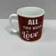 Кухоль керамічна 800 мл d-11,1 см, h-12,6 см ALL YOU NEED IS LOVE XXL Olens 527 / 3453 ЧЕРВОНА - зображення 3