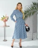 Жіноча сукня міді у клітинку з довгим рукавом LadyLike 50 Синій (ll2194362269446) - изображение 3