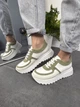 Женские кроссовки ITstyle кожаные Белые с оливковыми вставками 40 (506955) - изображение 2
