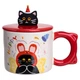 Чашка фарфоровая с крышкой Kitten's Birthday 400 (мл) подарочная кружка прикольная чашка для детей на подарок Красный FM-24D - изображение 1