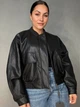 Куртка женская Lady Yep 10048 бомбер из экокожи оверсайз M черная - изображение 1