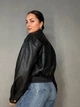 Куртка женская Lady Yep 10048 бомбер из экокожи оверсайз M черная - изображение 6