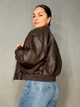 Куртка женская Lady Yep 10048 бомбер из экокожи оверсайз S коричневая - изображение 2