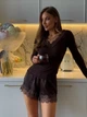 Женские шорты с кружевом шоколад 42-46 - изображение 1