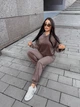 Женский велюровый костюм двойка кофейного цвета 36801 M-L - изображение 6