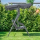 Усиленные садовые качели Relax Grey трёхместные с навесом, стальная рама с порошковым покрытием, нагрузка до 250 кг, водонепроницаемый полиэстер, регулируемый тент, размеры 170×180×100 см - изображение 14