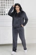 Велюровый спортивный костюм на молнии с капюшоном Q4139 L-XL (50-52) Серый - изображение 1