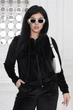 Велюровый спортивный костюм на молнии с капюшоном Q4139 L-XL (50-52) Черный - изображение 4