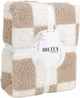Плед Biltex Sherpa бежевый с принтом Derby Двуспальный 180х200 см (4820298414237) - изображение 2