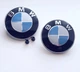Комплект эмблем BMW 82 мм, 78 мм, 2шт. на Капот + Багажник со втулками, 5 Series E39, Х5 E53, (1970248), (8132375), значки Бело-Синие - изображение 1