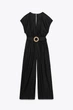 Довгий комбінезон з льону з поясом Zara 8570/389 S Чорний (08570389800S) - изображение 8