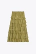 Спідниця zw collection середньої довжини з воланами Zara 3118/209 M Оливкова (03118209527М) - зображення 6