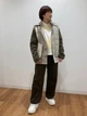 Куртка демисезонная с капюшоном мужская Uniqlo 250895308 L Бежевая с коричневым (1159854459) - изображение 6