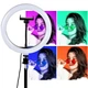 Кольцевая LED лампа RGB 38см 220V для видео и фото съемки с пультом управления и держателем для телефона (628421) - изображение 3