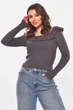 Кофта женская с рюшами однотонная тёмно-серого цвета Fashion размер 42-44 (210182) - изображение 1