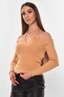 Кофта женская однотонная в рубчик бежевого цвета Fashion размер 40-42 (210181) - изображение 1