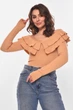 Кофта женская с рюшами однотонная бежевого цвета Fashion размер 40-42 (210179) - изображение 1