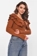 Кофта женская с рюшами однотонная коричневого цвета Fashion размер 40-42 (210178) - изображение 2