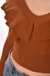 Кофта женская с рюшами однотонная коричневого цвета Fashion размер 40-42 (210178) - изображение 4