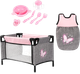 Люлька Bayer Design для ляльок зі спальником та аксесуарами Рожево-сіре 61733AE (4003336421316) - зображення 1