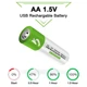 Аккумуляторные батареи Smartoools AA 1733 mAh с зарядкой Type-C Зеленый (DB-2354) - изображение 2