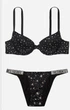 Комплект Victoria’s Secret(бюстгальтер+трусики бікіні)без push up,на кісточках .чорний з сріблястим 34С-S - зображення 1
