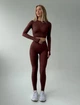 Спортивний жіночий костюм Hot з імітацією білизни для фітнесу та йоги (рашгард + легінси) з подвійним Push Up Однотонний XS-S Шоколад (JQ05S) - зображення 1