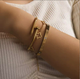Набір браслетів 3 шт GONCHAR & CO. Цвях + Клевер + Cartier з камінцями (позолота 18K) 51-003 - зображення 4
