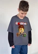Детский лонгслив для мальчика Спиногрыз Roblox голова и герои СПИ -09324 графит с черным 122 см - изображение 1