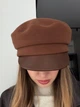 Картуз жіночий кепка з шкіряним козирком One Size коричневий - изображение 3