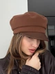 Картуз жіночий кепка з шкіряним козирком One Size коричневий - изображение 4