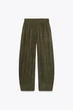 Штани balloon з ефектом замші Zara 5070/463 S Хакі (05070463505S) - изображение 8