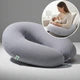 Подушка для беременных и кормления 30х190 см SeiDesign трикотаж гипоаллергенная, наволочка из хлопка на молнии сірий-беж - изображение 1
