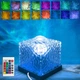 Ночник-проектор Lights Cube — Лампа с эффектом северного сияния на 16 цветов с пультом,деревянным основанием и USB-питанием - изображение 1