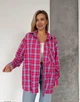 Рубашка в клетку женская One size Малиновая (L49829) - изображение 6