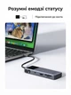 USB-C хаб Ugreen Uno CM889 7-в-1 HDMI 4K 60 Гц PD 100 Вт USB 3.2 SD/TF з LED-дисплеєм Сірий (75179) - зображення 11