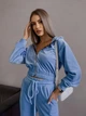 Велюровий жіночий костюм з капюшоном і високою посадкою блакитний 42-44 - изображение 2
