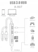 USB - TYPE-C хаб / концентратор 5 в 1: 3 x USB 3.0 2.0 Карт ридер TF Card/SD CARD Док станция A-807 Серый - изображение 8