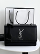 Женская сумка-клатч Saint Laurent эко-кожа 2 отделения 2 карман цепочка черная (Premium-A652) - изображение 1