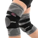 Наколінник бандаж 2шт еластичний з фіксуючим ременем розмір M Нейлон KNEE BRACE EZOUS сірий-чорний A-07 - зображення 1
