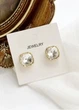 Серьги гвоздики женские с квадратным белым камнем Fashion Jewelry Золотистые 18918 - изображение 4