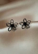 Сережки гвоздики жіночі квіточки подвійні Fashion Jewelry Темно-сірі 18907 - зображення 3
