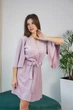 Женский короткий халат с широкими рукавами, велюр фиалка, размер S - изображение 4