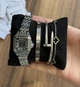 Подарунковий набір прикрас в Кробці GONCHAR & CO. Silver «Clover» Картьє, Клевер, Цвях 3шт браслети + годинник, медсплав 77-727 - зображення 3