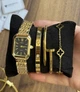 Подарунковий набір прикрас в Кробці GONCHAR & CO. «Black Crystal» Картьє, Клевер, Цвях 3шт браслети + годинник, медзолото 77-724 - зображення 4