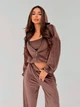 Жіночий велюровий костюм (топ+кофта+штани) Uaclothes 42-44 Коричневий (like36886-173131349) - зображення 4