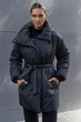 Жіноча зимова куртка із плащівки з поясом Seventeen XXL-3XL Чорний (2000000197807) - изображение 1