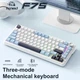 Клавіатура FREEWOLF F75 White-Blue Ігрова Безпровідна Механічна. 2.4G/Bluetooth/Провід. Батарея 4000mAh. RGB Підсвічуваня. Silver Moon Switch - зображення 2